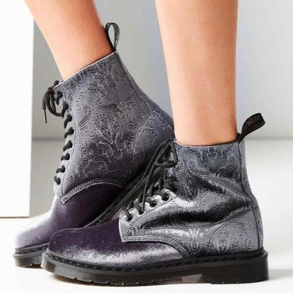 Dr. Martens Shoes - Dr. Martens 1460 Velvet Brocade Gray 8 Eye Boot 38 7